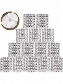 Napkin Rings, Pack Of Napkin Rings Diamond Adornment For Place Settings, Wedding Receptions, Dinner Or Holiday Parties, Family Gatherings - Silver - View 1