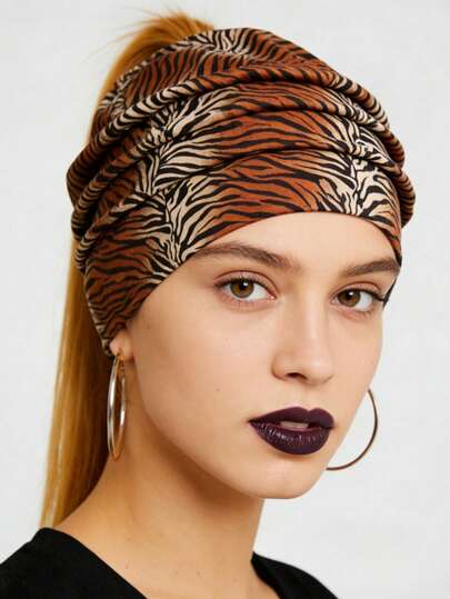 1Pc Personalized Animal Tiger Pattern Thin Casual Beanie, Fashionable Design Women's Hat, Soft Breathable Sports Cooling Cap, Beach Park Daily Knit Hat, Suitable For Spring, Summer, Autumn Wear, Fashion Streetwear Accessory For Women,Perfect For Daily/Street Appointment Style