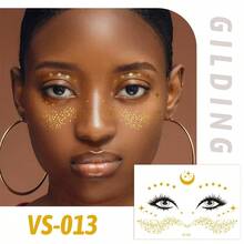6sheets/Set Golden Foil Temporary Tattoos For The Face Perfect For Masquerade Parties And Waterproof Body Art Stickers - Vàng - Xem 6