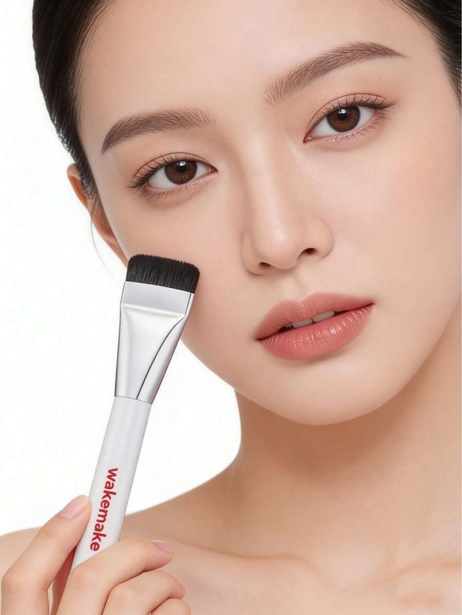 Cọ tán kem nền WAKEMAKE Spatula Wide Foundation Brush - Đầu phẳng vát Kabuki, dùng cho kem nền dạng lỏng & kem, thiết kế đa năng, không để lại vệt, lông cọ thuần chay, chất lượng dành cho chuyên gia trang điểm. - trắng - Xem 1