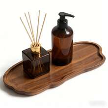1 pieza Bandeja de madera, Bandeja de almacenamiento de tocador de baño estilo granja, Bandeja organizadora de madera impermeable, Adecuada para dispensador de jabón, fragancia, velas aromáticas, encimera de baño y decoración de cocina - color madera C - Ver 11