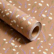 Natural Daisy And Lavender Gift Wrapping Paper Roll | Suitable For Various Occasions - Birthday, Valentine's Day, Wedding Party And Bulk Packaging - Multicolor - View 9