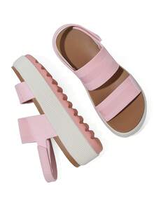 Elegant Platform Sandals For Women Round Toe Hook And Loop Strap Slip On Slides Strapy Flip Flops Wedge Sandals Casual Womens Slippers Party Vacation Walking Beach Indoor Outdoor Spring Mother Gifts Summer Sandals For Women Pinkcoffee Sandals - 粉紅咖啡 - 查看 7