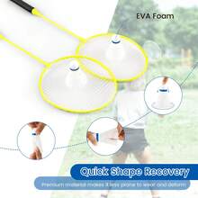 COSTWAY Badminton Net Rackets Shuttlecocks Combo Set, Portable Badminton Set With 2 Shuttlecocks, Premium Net 2 Shuttlecocks Rackets, Storage Box. Badminton Net Outdoor Game Set For Indoor Outdoor Use, Yellow - Yellow - View 8