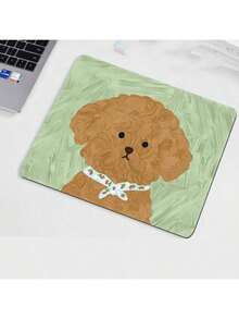 1pc Minimalist Dog Pattern Mini Mouse Pad, Cute Cartoon Oil Painting Style, Compact And Portable, Women Office Mouse Pad, Small Square Cartoon Pattern Soft Pad, Thickened Locked Edge Computer Desk Mat With Wrist Rest - View 11