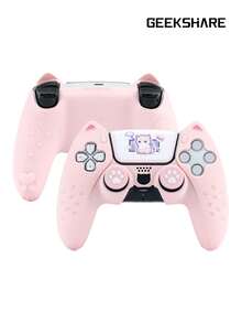 GeekShare Silicone Cat Ear Gamepad Grip Cover And Cat Paw Button Caps - Pink - View 11