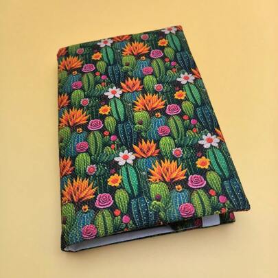 1pc Colorful Cactus Fabric Book Cover, Handmade Flat Printed Notebook/Journal Book Sleeve, Gift For Book Lovers, Couples, New Year