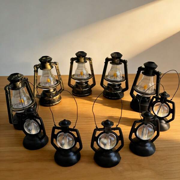 8/16pcs Vintage Mini Kerosene Lamp Decor Retro Oil Lamp Figurine Nostalgic Home Decor Table Desk Shelf Collectible Ornament For Living Room Bedroom Office Farmhouse Rustic Wedding Party Gift