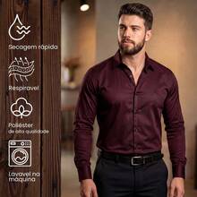 Men's Satin Shirt Premium Fabric Simple Regular Fit Button - Burgundy - View 7