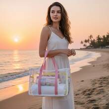Summer Beach Bag, Large Capacity Transparent Bag, Sand Digging Bag, Beach Holiday Style Tote Bag, Essential For Beach Vacation, Travel Essential, Pool Bag - Multicolor - View 2