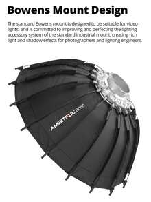 Ambitful 60cm 23.6"Studio Silver Wide Angle Beauty Dish Honeycomb Grid Bowens Mount For Godox SK400II QT600II SL200II VL300 - View 10