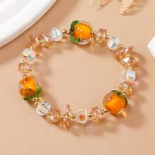 1件暖橙色玉石般透明水晶珍珠手链，女士节日礼物 - 彩色 - 查看 2