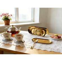 Creative Oval Metal Tray (Gold), Easter Gold Plate, Fruit Plate, Dessert Plate, Snack Plate, Salad Plate, Cake Plate, Suitable For Restaurants, Kitchens, Dining Tables, Easter - Oval - View 6