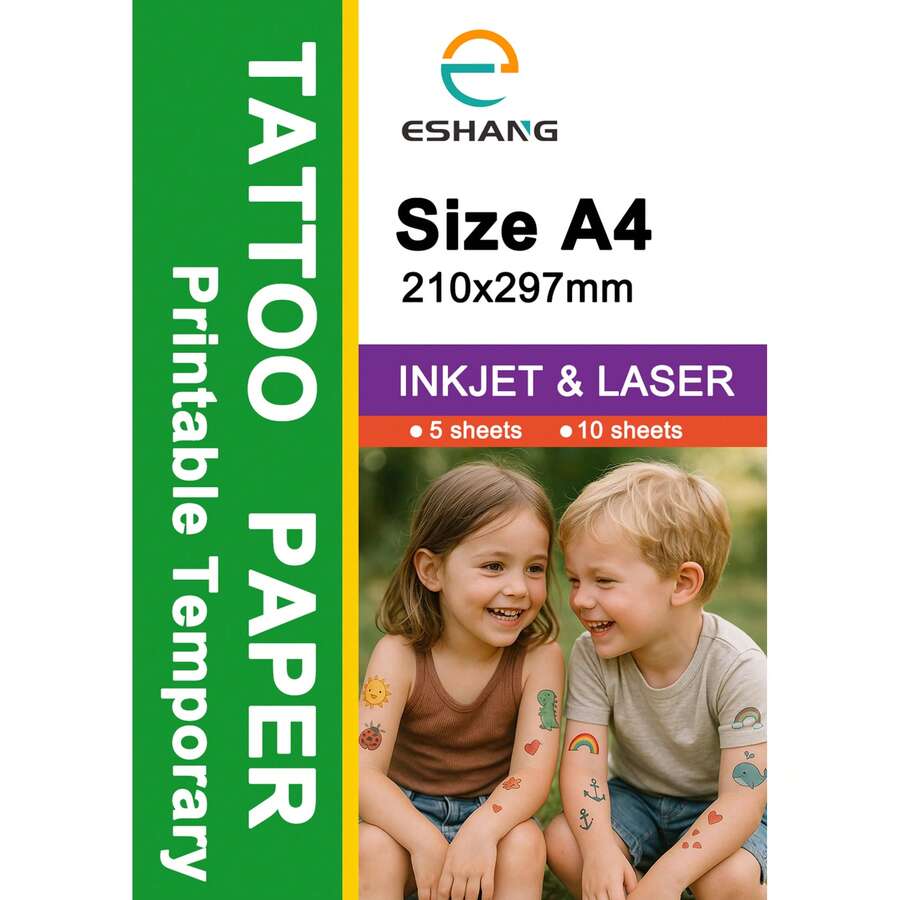 Temporary Tattoo Paper For Laser/INKJET Printer, 8.3"X11.7" 5/10 Sheets Printable Tattoo Transfer Paper, DIY Tattoos Stickers For Adult, Kids, Personalized Tattoo Custom Images For Party - INKJET & LASER - View 1