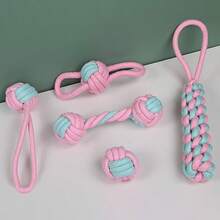 7pcs/5pcs/1pc Pink Series Pet Toy Set - Made Of Durable Silicone And Rope, Suitable For Dog/Cat Dental Care And Entertainment - Multicolor - View 6