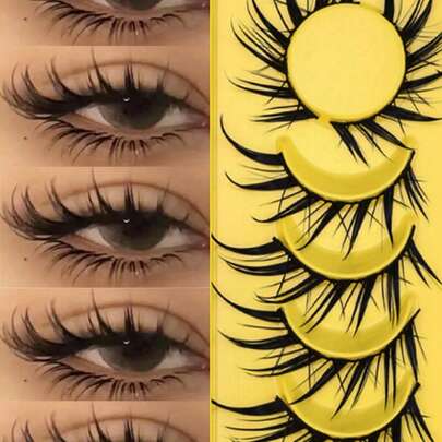 6/7 Pairs Wet Fox Eye False Eyelashes, Anime Cosplay Thick Curly False Lashes, Wet Lashes Extension Makeup Tools