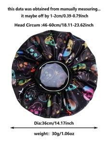 1 chiếc mũ ngủ rộng vành bằng vải satin họa tiết cung hoàng đạo dành cho nữ - màu đen - Xem 6