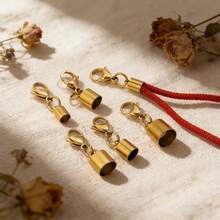 5pcs Gold Plated Stainless Steel Lobster Clasp Leather Crimping End Cap Adjustable Accessories, Suitable For DIY Bracelet, Necklace, Leather Cord, Jewelry Making - Bucket Leather Rope Buckle - View 7