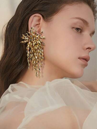 1 par de pendientes de cristal con diseño de fuegos artificiales de moda retro, adecuados para uso diario y vacaciones