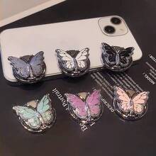 Adjustable Butterfly Element 1pc Rhinestone Butterfly Decor 360° Rotating Ring Holder Phone Stand Compatible With IPhone And Android Phones Birthday Gift For Family And Friends Phone Accessories Spring Party - Multicolor - View 3