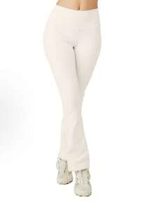 Alo Yoga Women's Airbrush High-Waist Flutter Legging | Sculpting Performance Fabric | Bootcut Flare Yoga Pants | Luxury Studio-To-Street Athletic Trousers - 杏色 - 查看 3