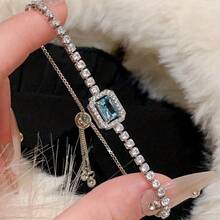 1pc Pink Crystal Adjustable Bracelet For Women - Pink - View 5