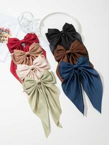 7pcs Nhiều màu Màu thuần Ruy băng Grosgrain Nơ cột tóc Với Kim loại Cá sấu Clip Dành cho Cô gái - Nhiều màu - Xem 6