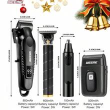 WEEME Conjunto inalámbrico de afeitadora y recortadora eléctrica para hombres 4 en 1, incluye recortadora de vello nasal y afeitadora, herramientas de aseo multifuncionales para recortar, afeitar y limpiar, adecuado para uso doméstico, viajes y como regalo para novio o padre - Negro - Ver 4