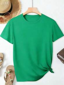 % Cotton I'That Auntie Funny Best Aunt Tee-Shirt Women's Summer Plus Size Classic Soft Crew Neck Tee Tops% Comfortable CottonLoose And Comfortable - màu xanh lá - Xem 2