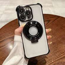 1pc Circular Folding Bracket Electroplated Anti-Drop Phone Case Compatible With IPhone 17/15ProMax/16promax/16pro/14promax/14pro/13promax, Galaxy S21 5G/S21 Ultra/S22/S22 Ultra/S23/S23 Ultra/S24/S24FE/S24 Ultra 5G/S25/S25+/S25U, A14/A33 5G/A53 5G/A54 5G/A52/A52s 5G/A15 5G/A13 4G/A22 4G/A22 5G/A34/A23 5G/A07/A17, Mi Note 7/8/9/10/11/12/13, Mi 9/10/12/13C, , MOTO, Honor X, HW,  C53 C55 - màu đen - Xem 11