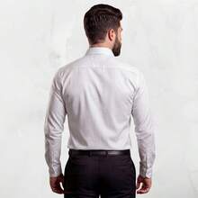 Men's Satin Shirt Premium Fabric Simple Regular Fit Button - 白色 - 查看 3