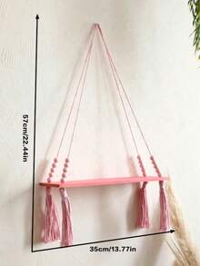 Bộ 1/2 kệ treo macrame màu hồng, kệ treo tường bằng dây tua rua đính hạt, giá trang trí phong cách Boho cho phòng ngủ/phòng khách, kệ đựng đồ treo tường phong cách Bohemian hiện đại, kệ treo tường đa chức năng màu hồng, kệ treo tua rua đính hạt trang nhã. - Nhiều màu - Xem 5
