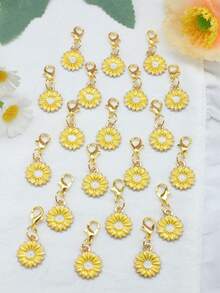 10Pcs Four‑Leaf Clover Fortune Keychain,Lucky Shamrock Charm Keyring.Perfect Gift For Graduation,Wedding,Various Ceremonies And Packaging Decorations. - Yellow Daisies - View 6