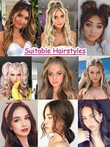 1pc Dragon Beard Bangs Synthetic Wig, Figure-Eight Shape, Slightly Curled On Both Sides, Naturally Modifies The Face Shape, Figure-Eight Bangs, Hair Clip, Hair Claw, Hair Clip, Hair Clip, Hair Accessories - Multicolor - View 3