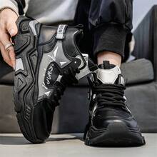 Giày thể thao nam đế dày thoáng khí, chất liệu lưới, kiểu dáng chunky, đa năng. - màu xám đen - Xem 5