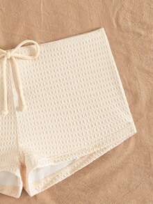 Bộ áo tắm tankini co giãn cao dành cho nữ, áo hai dây phối cùng quần short có nơ và dây rút, đồ bơi thanh lịch, thoải mái cho kỳ nghỉ. - Rượu sâm banh - Xem 4