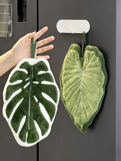 منشفة يد مطبخ/حمام بشكل ورقة إبداعي، من مواد ماصة، تصميم قابل للتعليق، مناسبة للحمام وغرفة الطعام والمطبخ | هدية عيد الأم وعيد الفصح