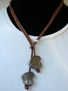 1pc Vintage Minimalist Heart Pendant Necklace, Leather Metal Faux Pearl Beaded Pendant Necklace, Suitable For Women's Daily, Party, Vacation Wear, Daily Gift, Holiday Gift - Multicolor - View 4