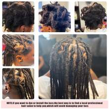 1 Pack 10 Strands Synthetic Dreadlock Extensions, 0.6cm Wide, Permanent Dreadlock Extensions, Unisex, 10/12 Inch Thickness Optional, Natural Black - Black - View 5