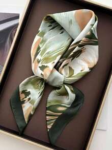 1 chiếc khăn vuông 70x70cm, khăn quàng cổ màu trơn, khăn choàng in họa tiết graffiti nhiều màu sắc, băng đô cho nữ. - màu xanh lá - Xem 2