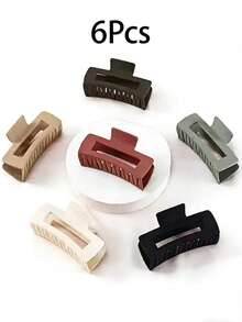 6pcs Matte Square Hair Clips, Suitable For Daily Wear - Multicolor - View 2