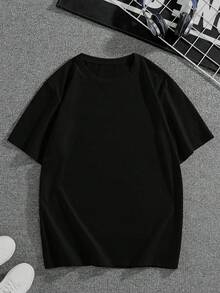 200g Pure Cotton T-Shirt 2025 Summer Ladies New Short Sleeve Pure Cotton Holiday Pattern Short Sleeve Round Neck Couple Wear Small Shirt Tops - Black - View 2