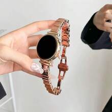 18mm, 20mm, 22mm Metal Watch Bands - Replacement Straps Compatible With Samsung Galaxy Watch 7 6 5 4 40mm 44mm, Galaxy Watch 5 Pro, Galaxy Active 2, Watch 6 4, GT6 GT5 GT4 GT3 GT2 Pro, Fashion Replacement Bands With Butterfly Buckle, Comfortable And Durable, Unisex - Rose Gold - View 6