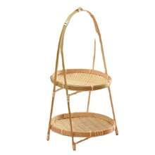 1个装单层/双层/三层竹制桌面托盘，甜点蛋糕小吃展示架，适用于订婚派对、宴会、餐厅 - 黃色 - 查看 3