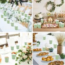 20/40/100 Cốc giấy màu xanh lá cây nhạt, 9oz Cốc giấy dùng một lần màu xanh lá cây nhạt cho tiệc mừng em bé, cốc giấy dùng một lần cho lễ Phục sinh, cốc uống nước cho đám cưới, sinh nhật, tiệc mừng em bé theo chủ đề rừng cây. - màu xanh lá - Xem 10