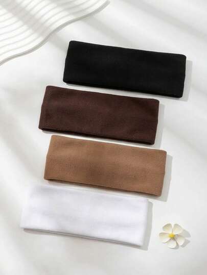 1/4 piezas Diadema deportiva versátil y casual de unicolor, banda para el cabello, turbante, diadema, banda para sudar, accesorios para el cabello de otoño e invierno para niña, para conjuntos de vacaciones, pañuelo elegante para niña, pañuelo suave