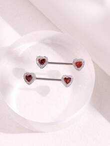Bộ khuyên xỏ núm vú hình trái tim màu đỏ phong cách Gothic - Thiết kế hình quả anh đào và quỷ dữ - vòng núm vú - Xem 8