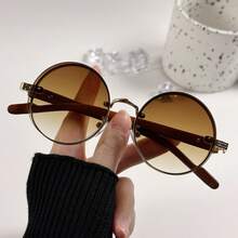 1副男女通用圆形全框休闲简约时尚眼镜，适合度假、海滩和日常出行 - 彩色 - 查看 8