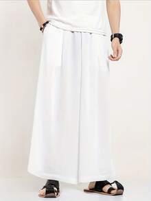 Spring And Autumn Men's Retro Skirt And Pants, Loose And Wide Leg Design, Casual And Versatile,  And Personalized Style - 白色 - 查看 9