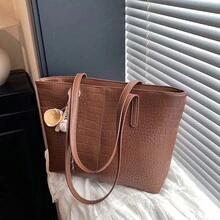 Große Kapazität Stein-Textur Handtasche, Neuankömmling hochwertige vielseitige Pendler-Schultertasche für Frauen - Braun - Übersicht 11